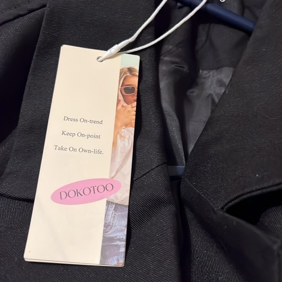 NWT Cropped Trench Coats Double Breasted Blazer Long Sleeve Lapel with Pockets - Picture 6 of 6